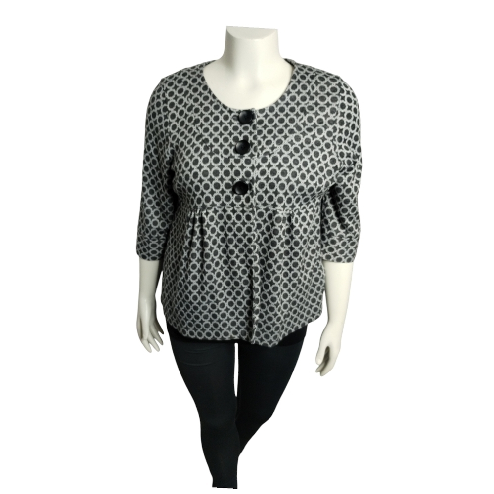 Notations XL Boho, Fall Geometric‎ Design 3 Button Cardigan Jacket Coquette Girl